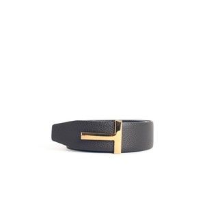 Tom Ford Calfskin Leather Belt With Gold-Tone Monogrammed Buckle - NWT